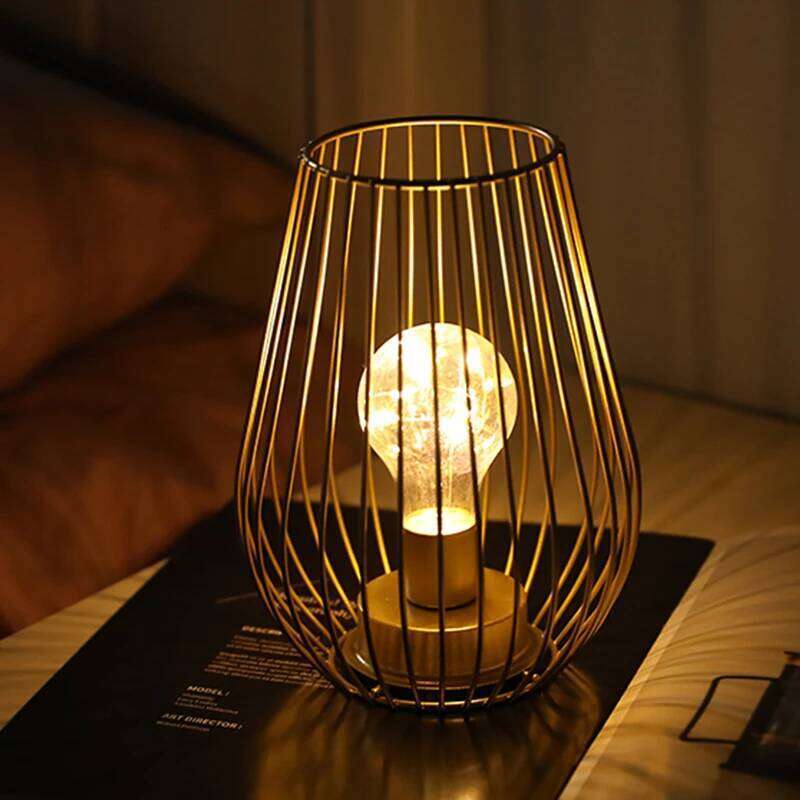 Golden Candle Holder Cage Table Cordless Battery Operated Lamp for Garden Wedding Parties Indoor Outdoor Home Decor Y260131