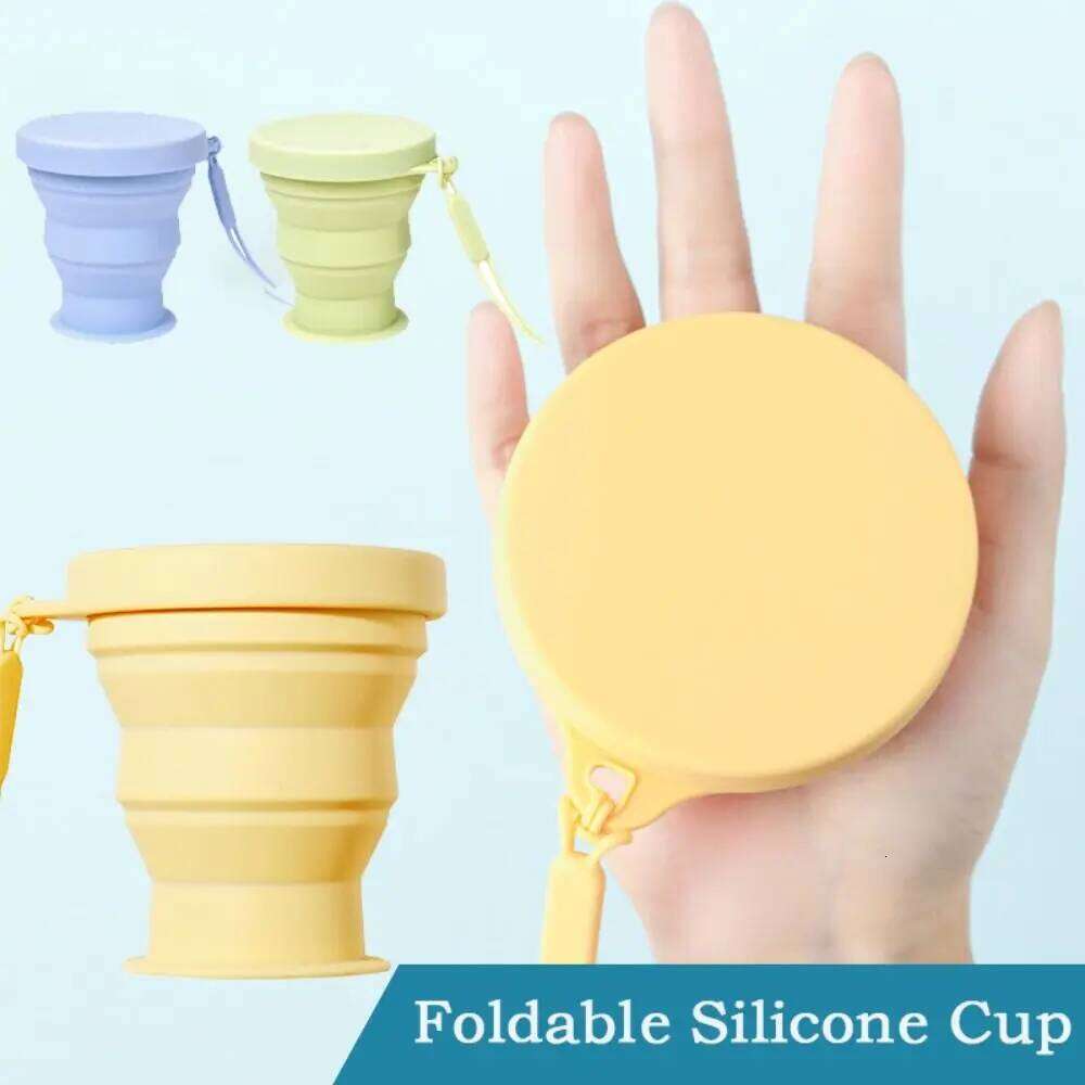 Portable 200ML Foldable Water Silicone Handheld Mini Retractable with Lid Travel Collapsible Cup Camping Cutlery Z260202