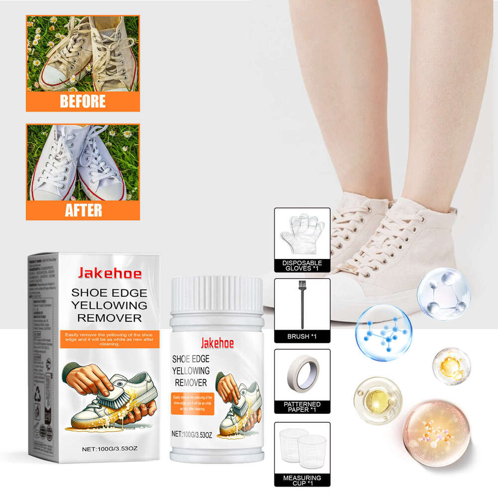 Jakehoe White Sneakers Sports Shoes Shoe Surface Dirt Yellow Edge Brightening Cleaner Milk S260202