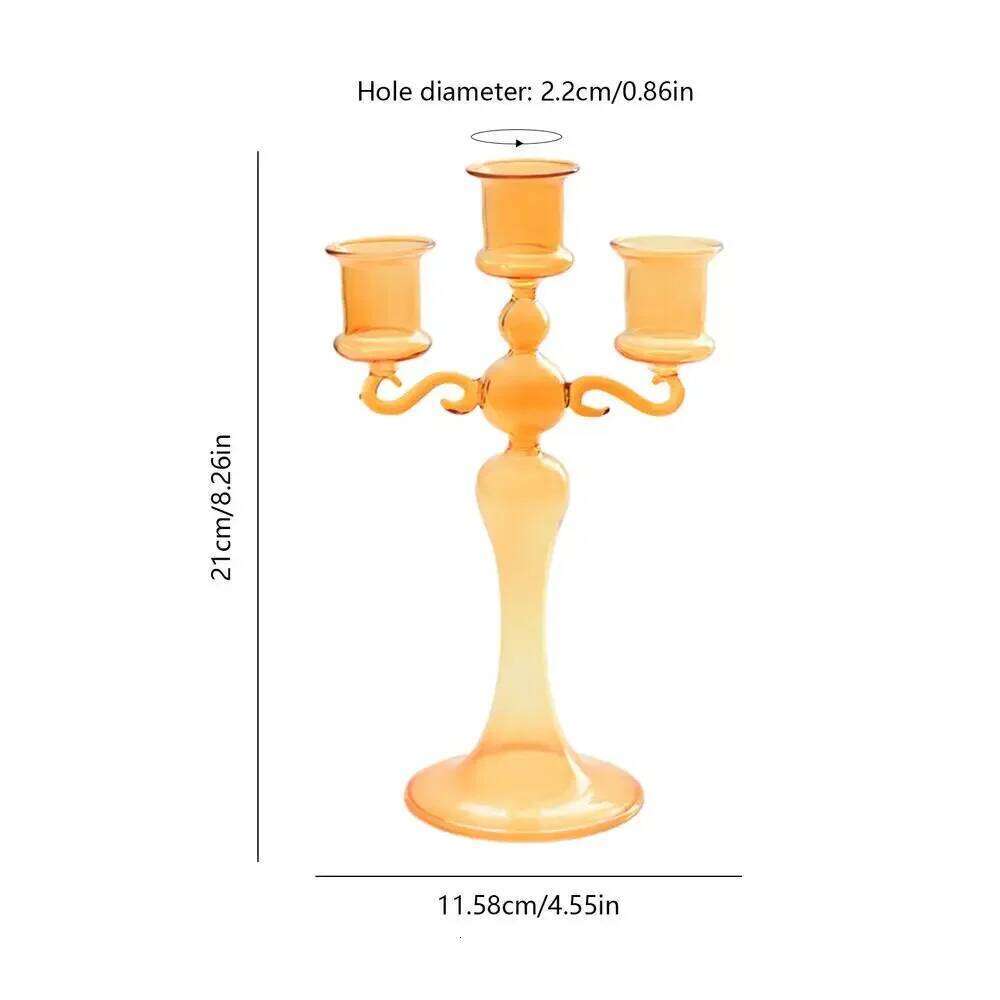 3 Heads Retro Transparent Taper Candle Holders Tall Candlesticks Decoration Party Glass Home Wedding Decor Y260131