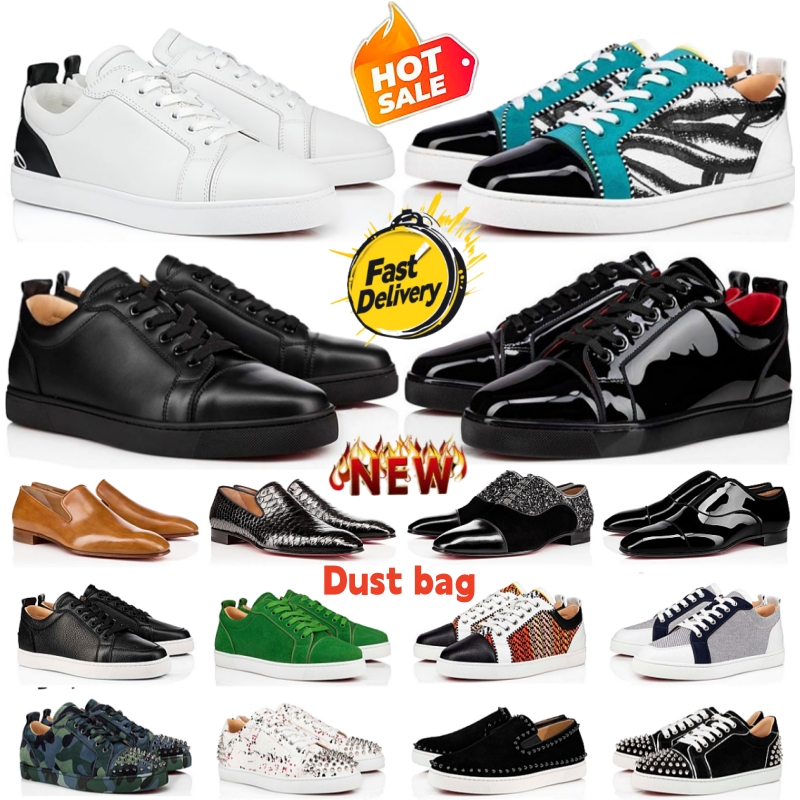 Big Size men Dress Shoes Red bottom shoes Luxur classic patent leather shoes mens Rivets Casual Shoes Red-bottom Sneakers Women Fashion Career Wedding Trainers