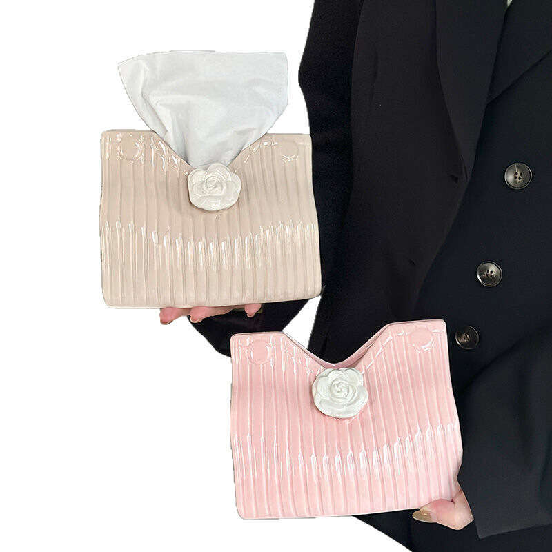 Style Cream Camellia Living Room High-End Light Luxury High-Grade Coffee Table Creative Ornament Drawer Household Tissue Box