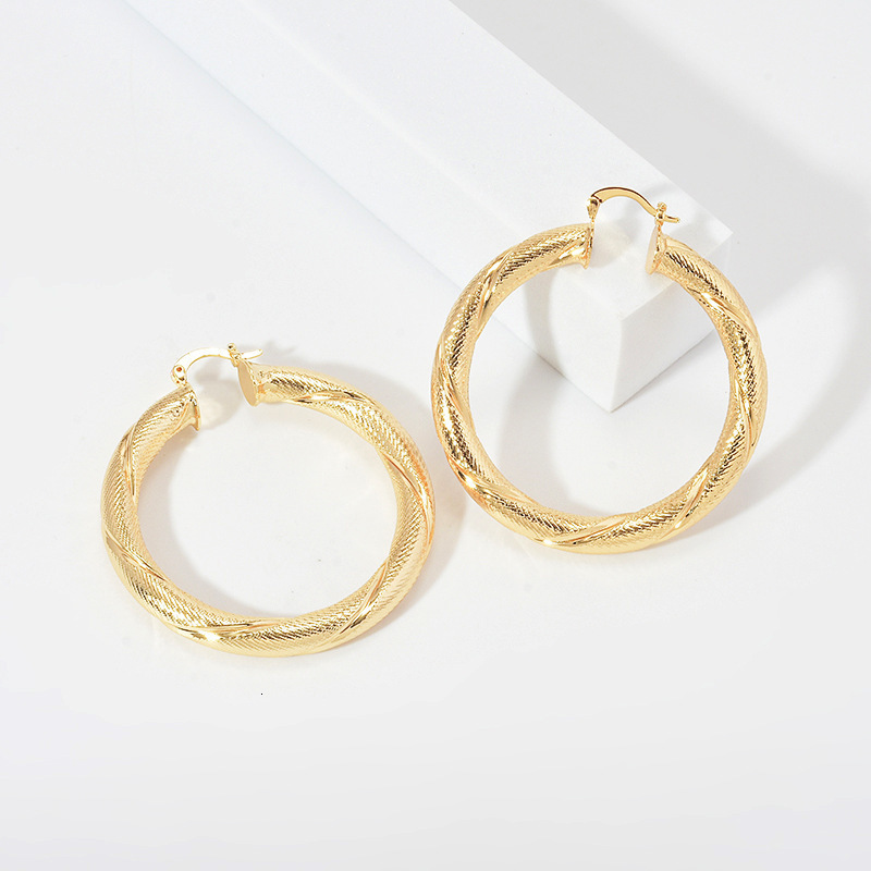 Big Hoop Earrings 60MM Gold Plated Clip Copper Round Circle Earrings for Womens Fashion Statement Golden Punk Charm Earring 241224