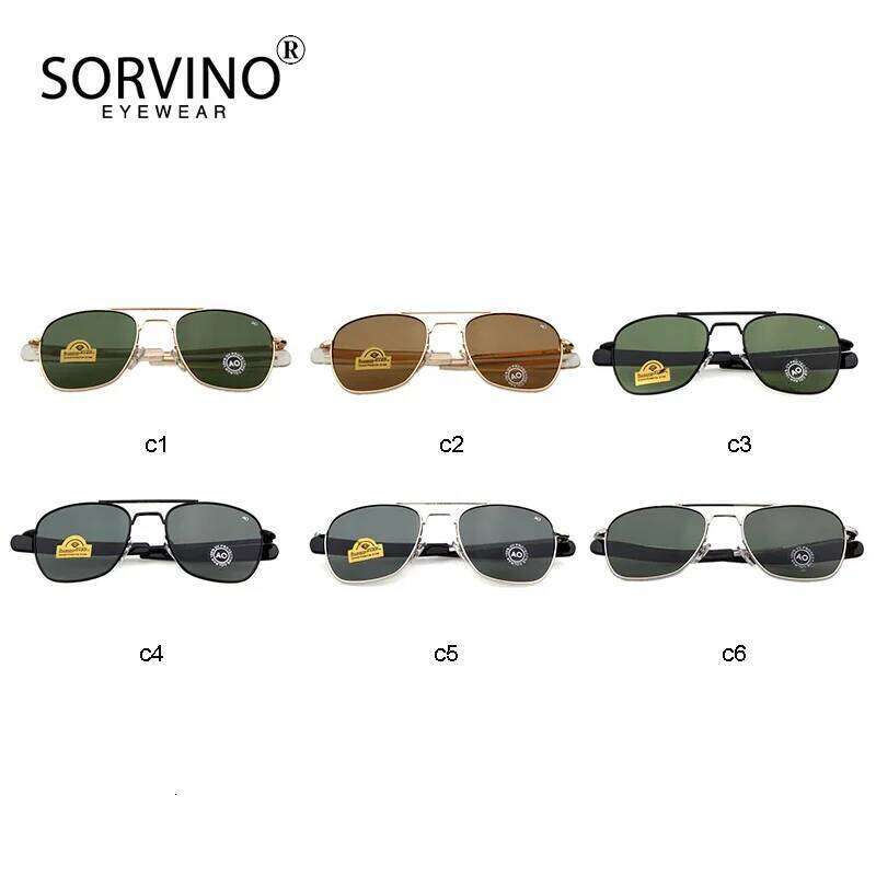 Retro Green AO Pilot Sunglasses Luxury Brand Designer Male Sun Glasses American Army Military Optical Glass Lens Shades Eyewear H260202