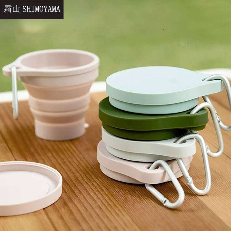 SHIMOYAMA 150ML Folding Mini Retractable Cup Silicone Portable Teacup Outdoor Travel Coffee Telescopic Drinking Mug with Lid Z260202