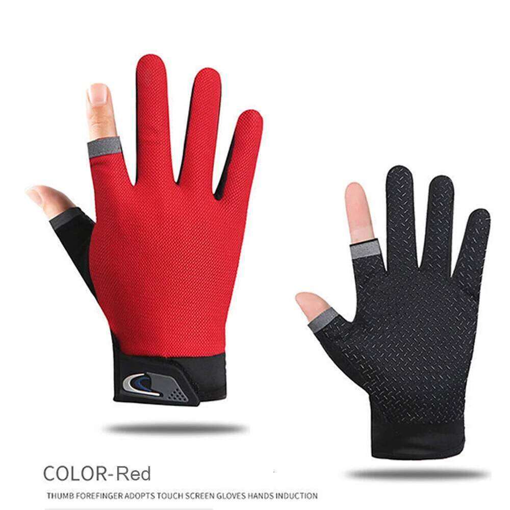 1 Pair 2 Cut Fingers Fingerless Gloves Men Women Breathable Anti-slip Antiskid Fishing Wear for Pesca Fitness XJ260202