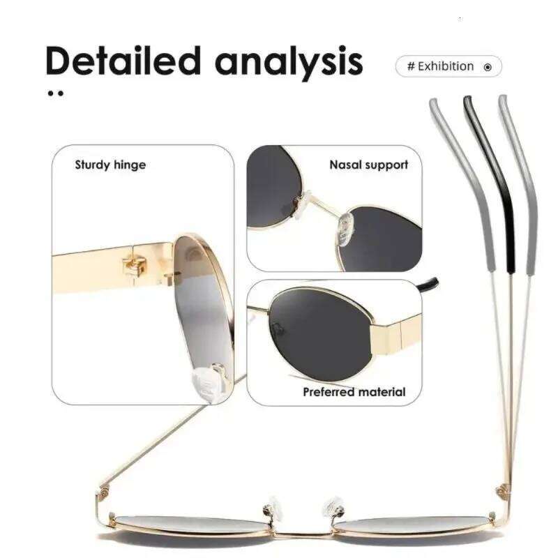 2025 Eyewear UV400 Fashion Sun Glasses Retro New Metal Oval Sunglasses Women's Classic Sunscreen Eyeglasses H260202