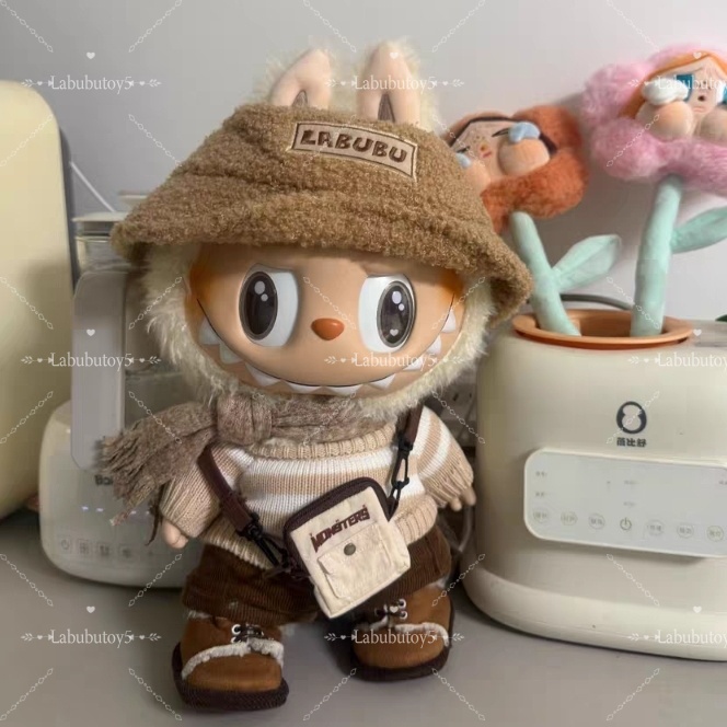High Quality The MONSTERS 38 CM Big Labubu Doll DRESS BE LATTE Vinyl Plush Doll Action Figure Overalls Stuffed Toys Children Gifts yizhixing