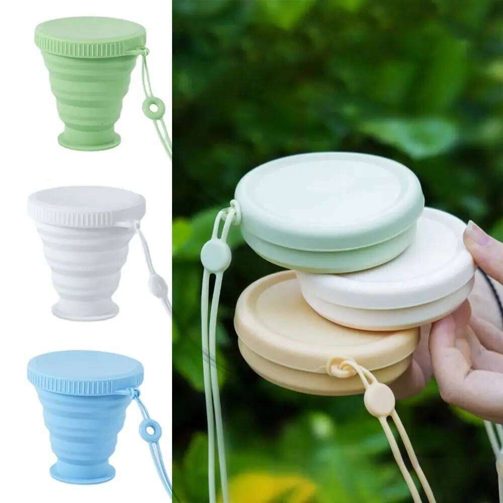 Silicone Folding New 220ML Portable With Lid Drinking Cups Food Grade Heat Resistant Collapsible Travel Water Cup Z260202