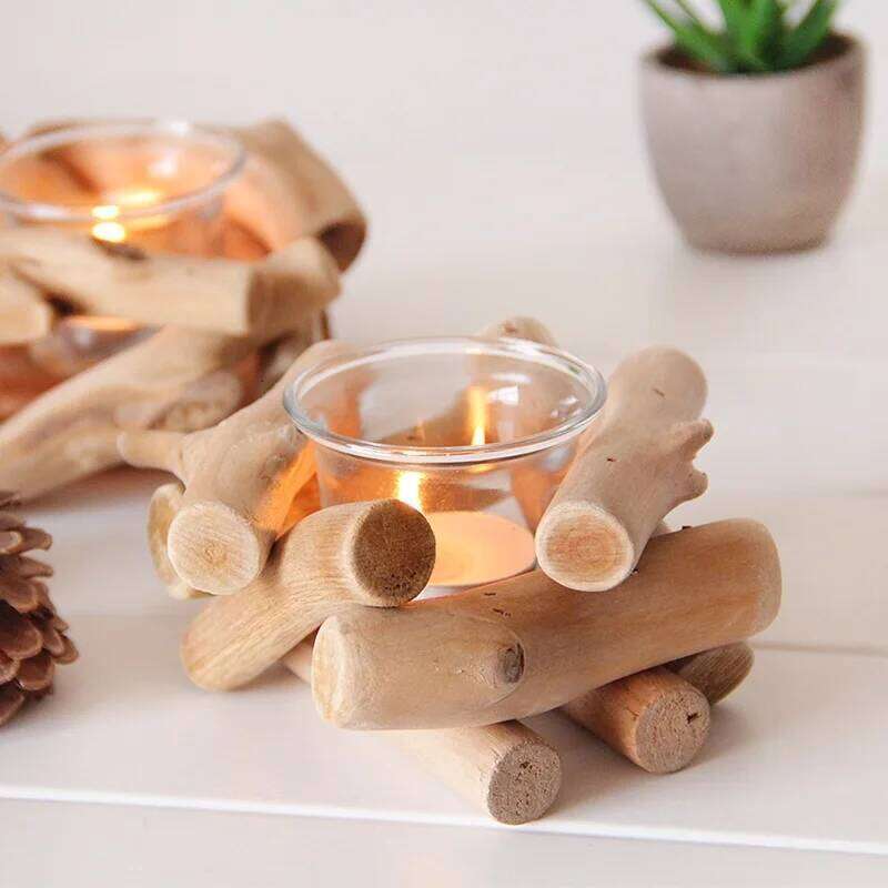 Rustic And Romantic Wooden Delicate Christmas Vintage Candle Holder for DIY New Year Party Wedding Home Decor Craft Gift Y260131