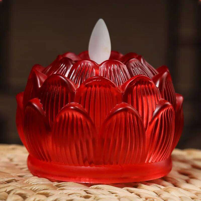 Led Reusable Buddha Lotus Electric Candle Lamp Household Fortune Decoration Home Buddhist Votive Holder Without Battery Y260131