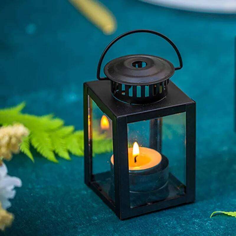 Simple pony lamp portable wrought iron retro candle holder home decoration ornament Y260131