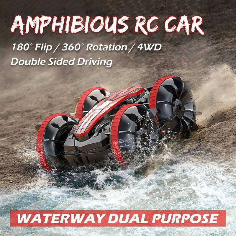 Remote Control 2.4G Rc Boat Waterproof Controlled Amphibious Stunt Car 4WD All Terrain Beach Pool Toys for Boys Girls Gift Y260131