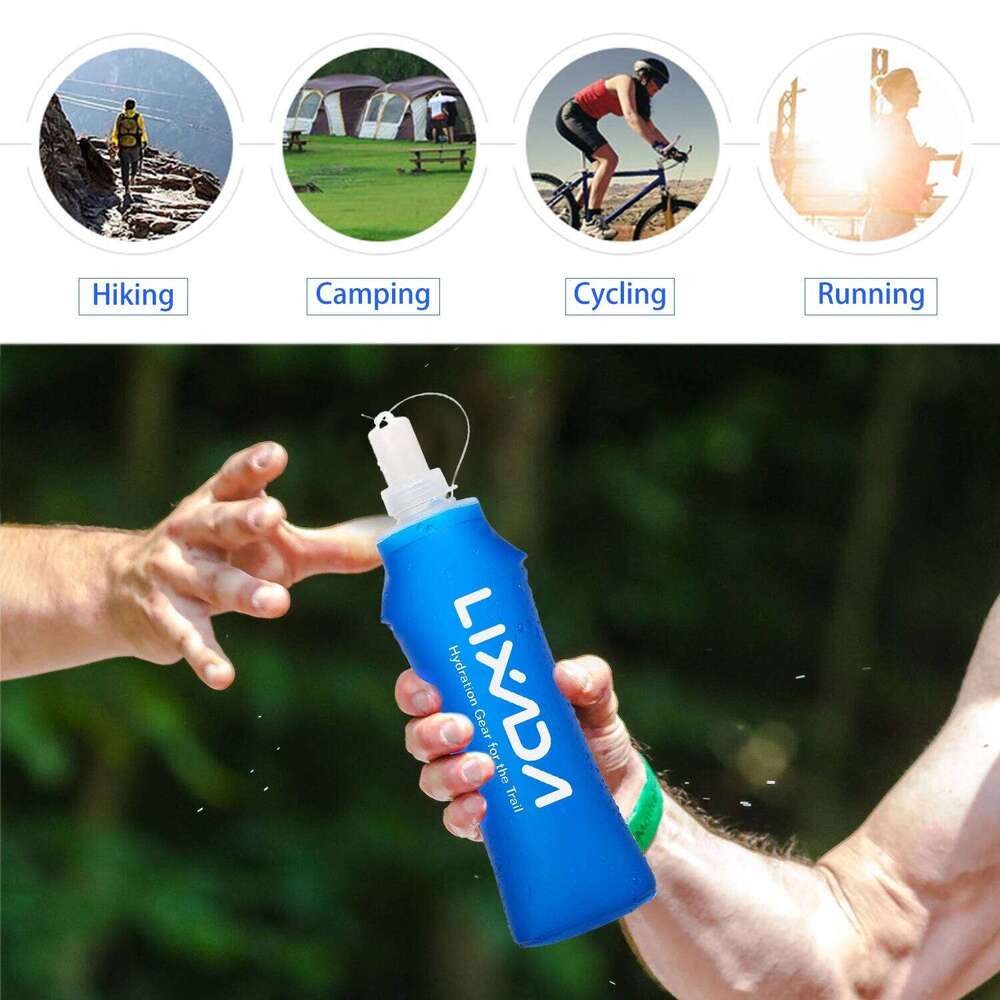 Lixada 1/2 Pcs 500mml 300ml Outdoor Camping Running Sport Bicycle Bottle Folding TPU Soft Flask Water Bag Z260202