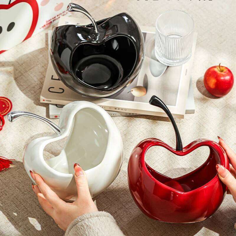 Creative Three-dimensional Ceramic Storage Tray Countertop Ornament Modern Delicate Apple Shape Fruit Plate Decor Y260202