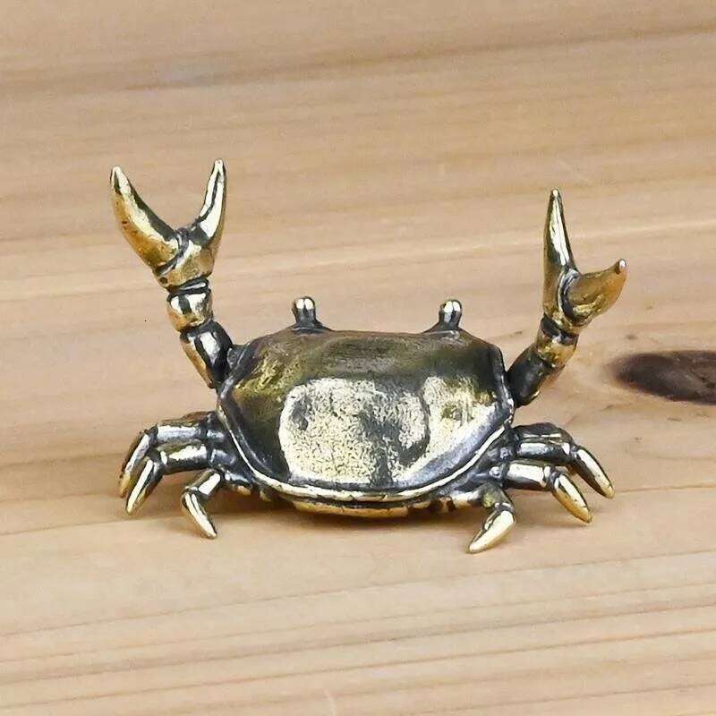 Pure Brass Crab Figurines Animal Statue Miniatures Copper Ornaments Office Desk Decoration Crafts Home Decor Nordic 1pcs Y260202
