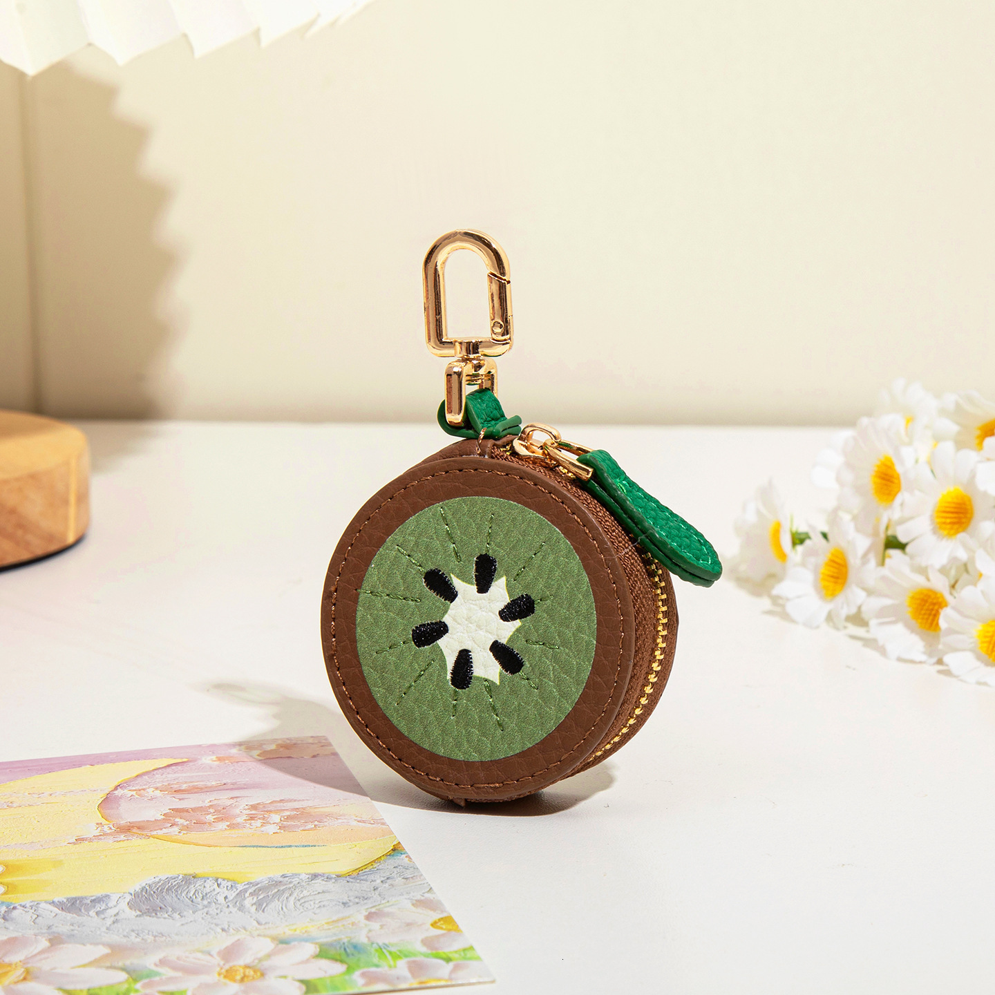 Bag Charm Key Chain Purse Accessory Bag Pendant Fruit Series Coin Purse PU Leather Keychain Earphone Bag Small Cute Coin Bag