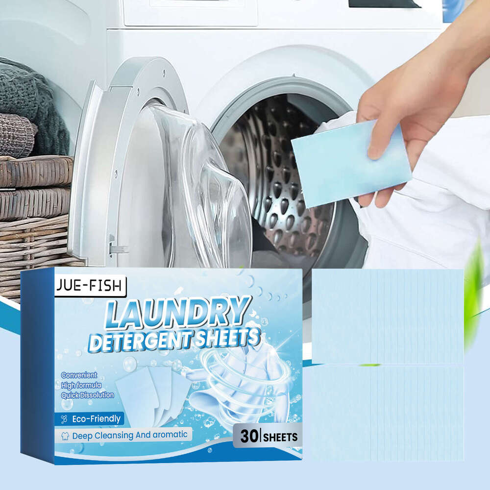 Jue-Fish Deep Clean Clothes Remove Oil Stains Long-lasting Fragrance Laundry Cleaning Sheets S260202
