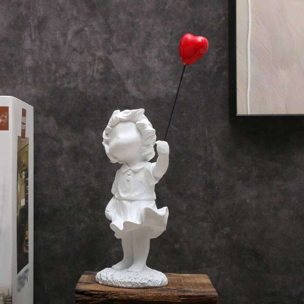 Banksy Heart Balloon And Flying Girl Inspired Artwork Modern Sculpture Home Statue Decoration Y260202