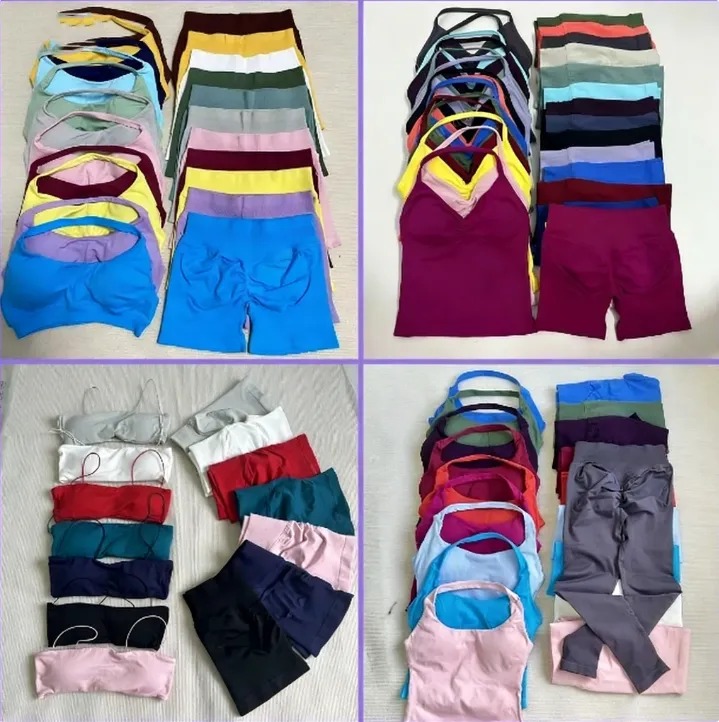 Dfynes 2pcs Gym Set Women Padded Tank Tops Long Line High Waist Scrunch Seamless Yoga Leggings Fitness Clothes Sets Suit Activewear Tracksuit Pants