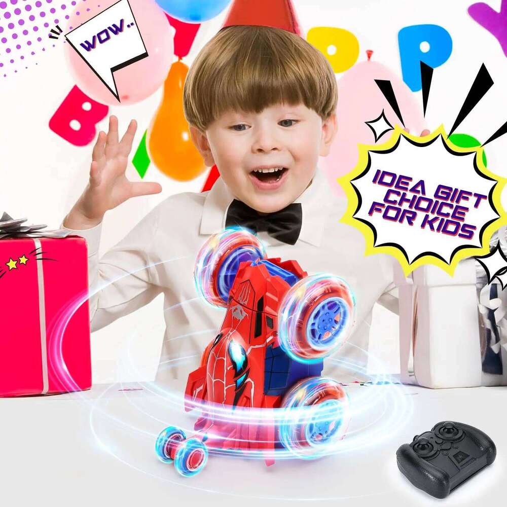 Red RC Car Spider Theme - Tumbling Action, 2.4GHz, Fun Toy Y260131