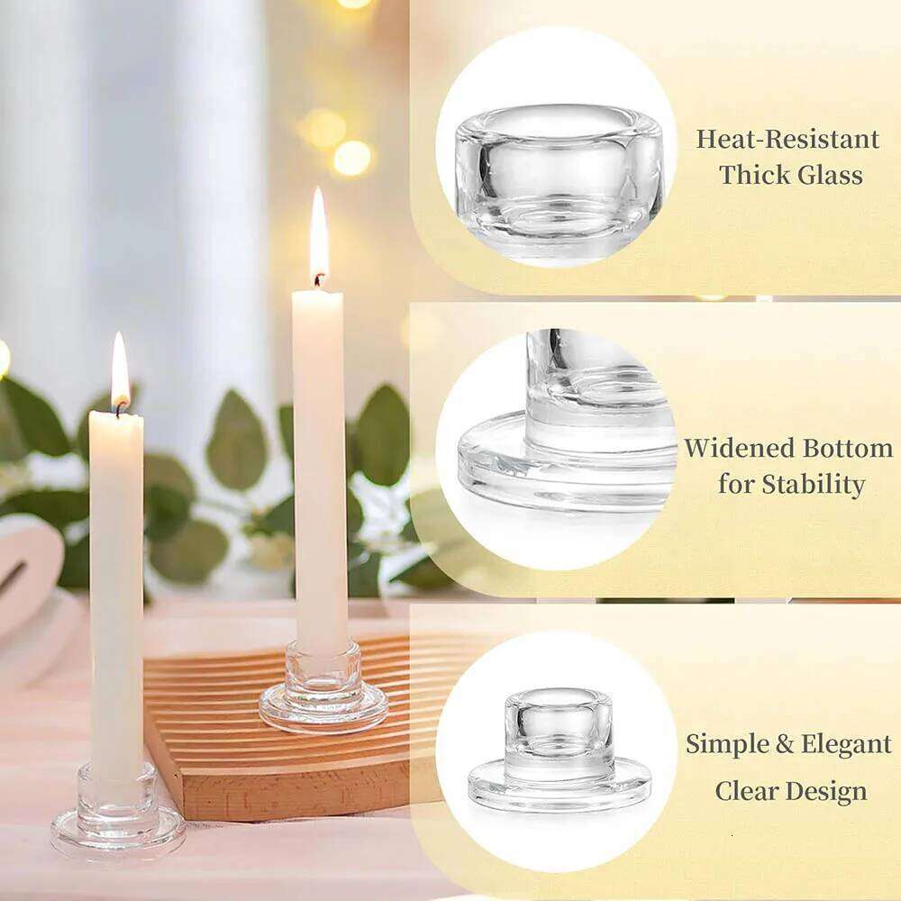 Candlestick Holders Clear Short Tapered Candle Holder for Table Centerpiece Wedding Party Advent Christmas Home Decorations Y260131