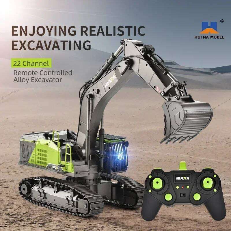 HUINA 1593 RC Excavator 1/14 Metal Alloy Engineering Crawler Tractor 2.4G Electric Remote Control Car Rc Vehicle Toys for Kids Y260131