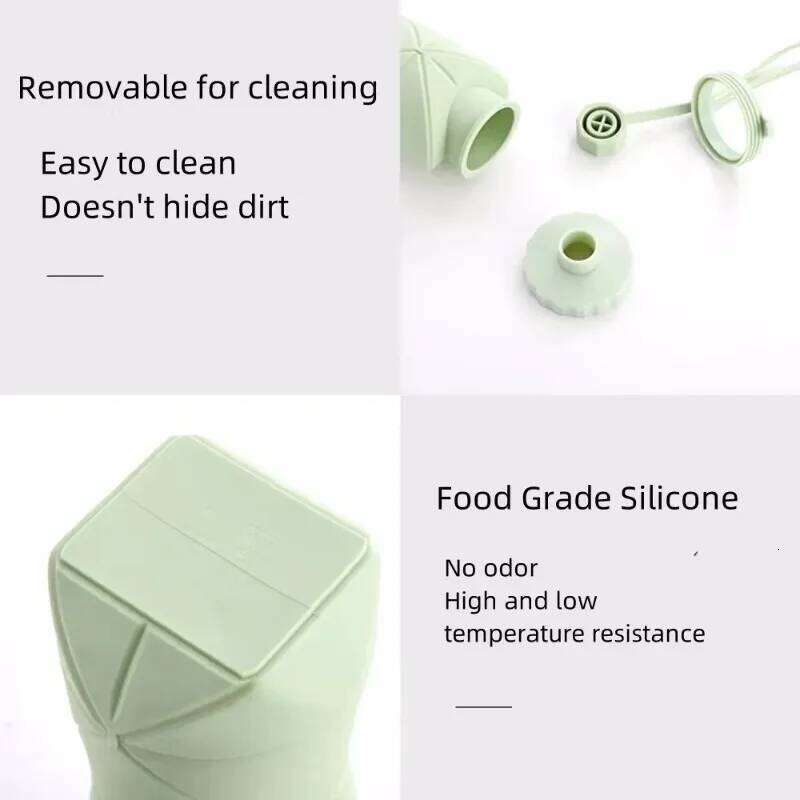 600ml Silicone Collapsible Sports Bottles Outdoor Camping Folding Water Cup Large Capacity Travel Foldable Leakproof Z260202