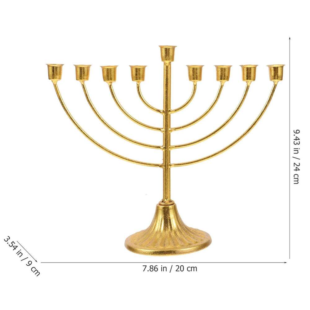 Hanukkah Menorah 9 Branch Holder Traditional Jewish Temple Shabbat Table Centerpiece for Home Decor Y260131