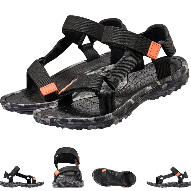 Mens Sandals Arch Support Antis Beach Outdoor Sports Sandals Wadable Durable Hiking Open Toe Flat Sandals for Men 260126