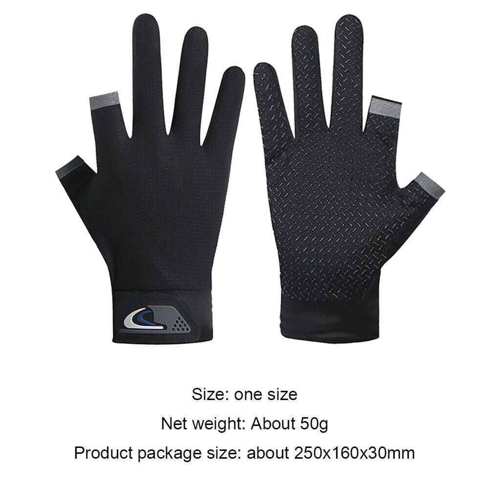 1 Pair 2 Cut Fingers Fingerless Gloves Men Women Breathable Anti-slip Antiskid Fishing Wear for Pesca Fitness XJ260202