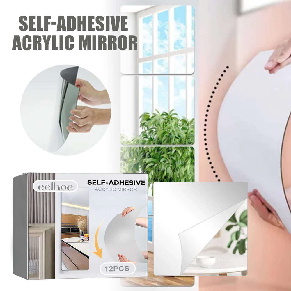 EELHOE Anti-Fall Bedroom Splicing Self-Adhesive Wall Sticker 3D No-Drill Full-Length Mirror S260202