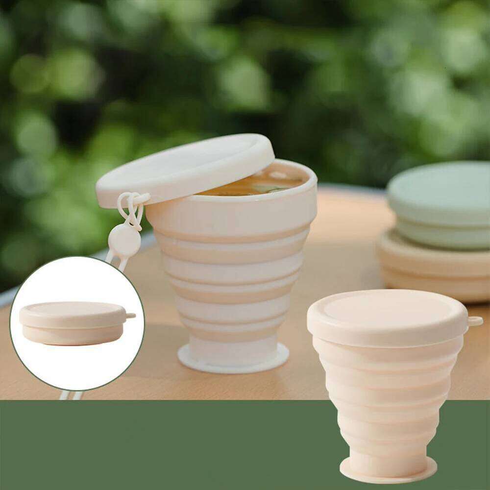 180ml Collapsible Coffee with Lid Silicone Foldable Camping Cup Reusable Expandable Drinkware for Outdoor Travel Z260202
