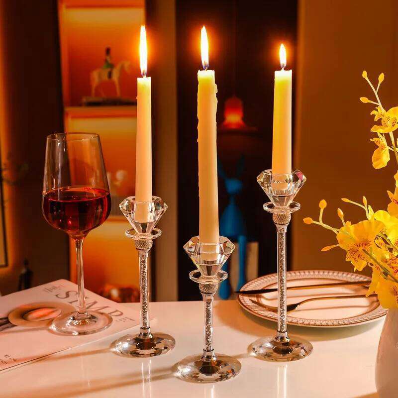 Home Decoration, Crystal Glass Centerpieces for Tables, Candle Holder, Candlelight Dinner Wedding Props Y260131