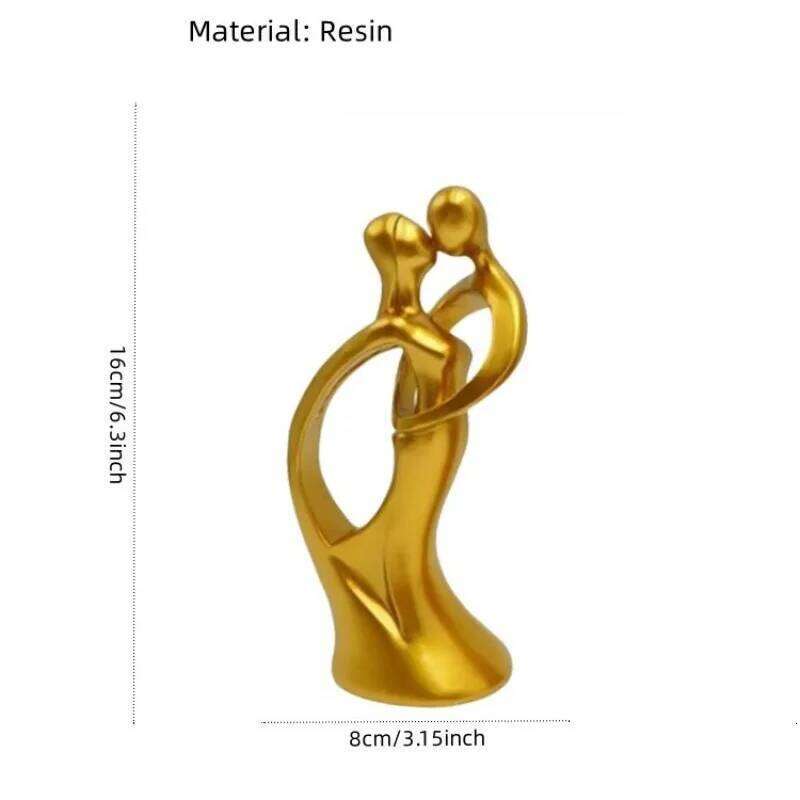 Modern Simple Couple Resin Crafts Home Decoration Wedding Gifts Living Room Creative Golden Sandstone Statue Figurine Sculpture Y260202