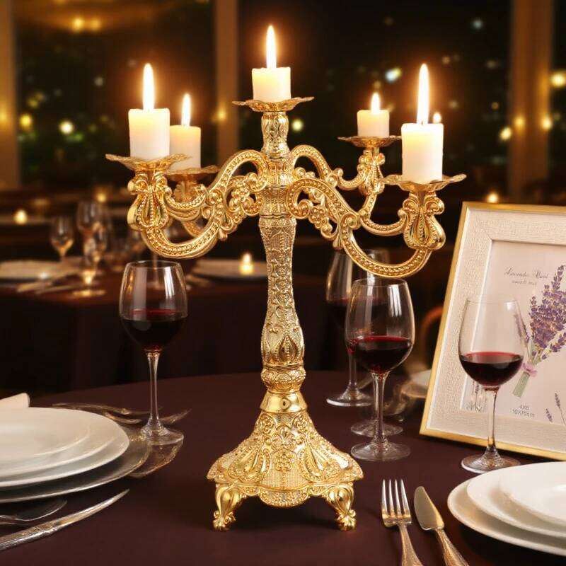 1/3/5-head Nordic Retro Metal Candle Holder Luxury Embossed Candleware Exquisite Decoration for Hotels and Restaurants Y260131