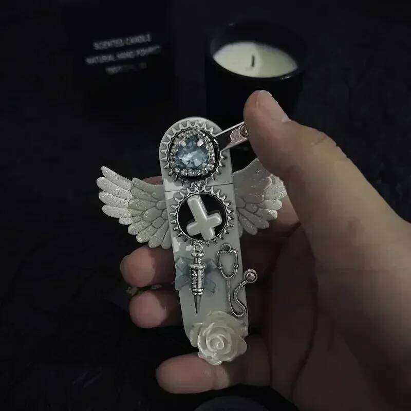 Windproof Angel Wings Cute Outdoor Jet Flame Lighter Cigarette Accessories Fashionable Girl with Gift Box W260202