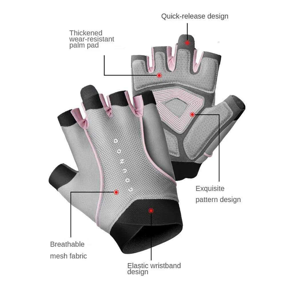 Men and Women Breathable Weight Lifting Half Finger Padded Gloves Cycling Fitness Shock Absorption Non-Slip Gym Workout Glove XJ260202
