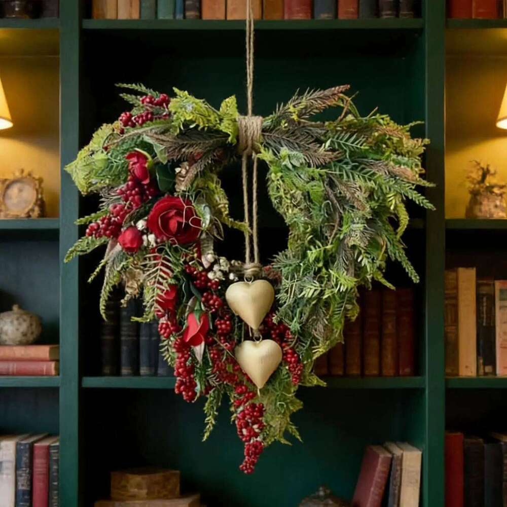 Heart Shape Wreath Garland Home Decor Valentines Day Wreaths Front Door for Festival Celebration February Porch 26Y0201