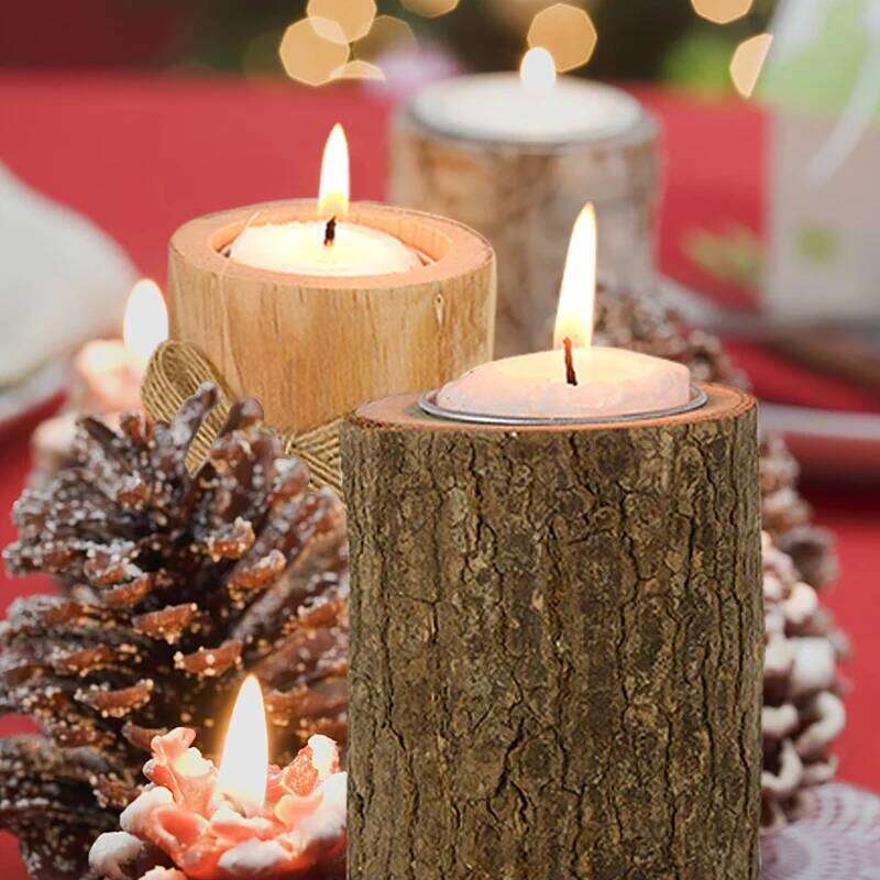 1Pcs Creative Wooden Candlestick Succulent Plants Pot Tray Candle Holder Table Desktop Decor Rustic Home Wedding Birthday Decors Y260131