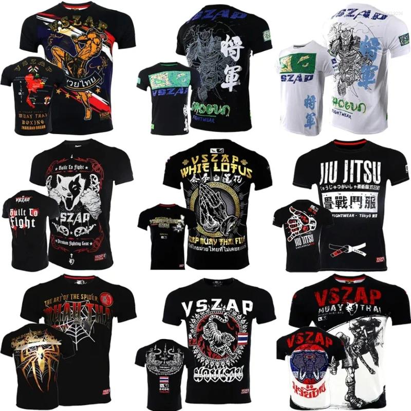 Men's T Shirts BJJ Rash Guard Vszap Mens Jiu Jitsu MMA Compression Top Fightwear Short Sleeve Combat Boxing Training Muay Thai Shirt S-4XL