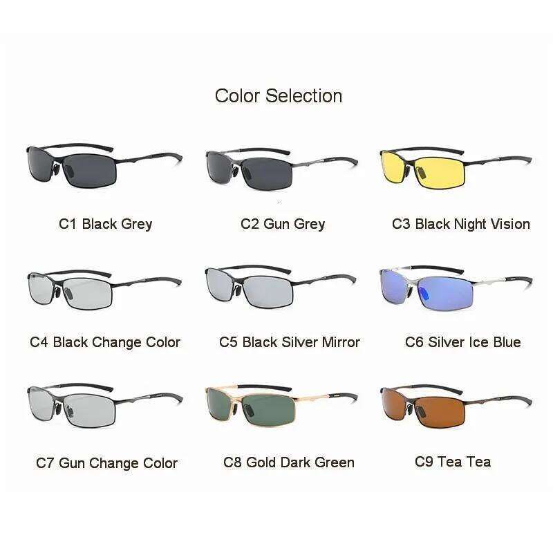 Rectangle Metail Frame Polarized Sunglasses Men Brand Designer Color Changing Sun Glasses Driving Oculos de sol UV400 H260202