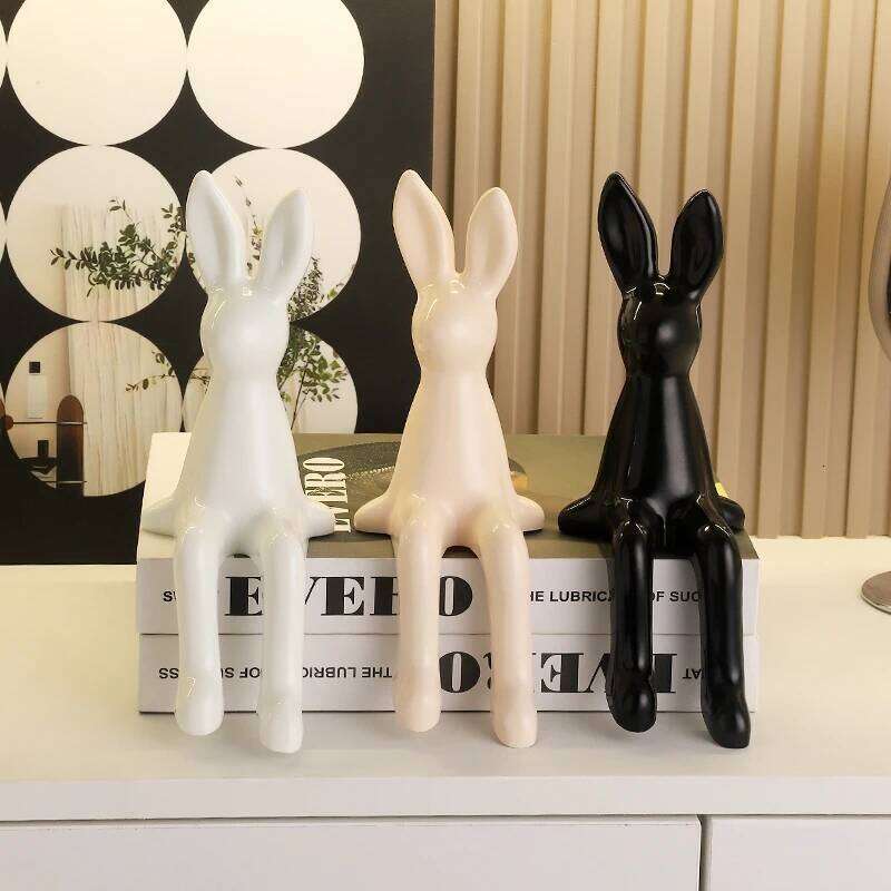 Miniso Cute Long-Eared Sitting Rabbit Room Statue Luxurious Home Decoration Easter Gift for Good Friends Y260202