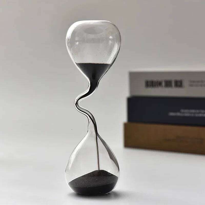 Curve Design Black Hourglass Modern Style Home Decor Accessories Glass Craft Simple Interior Table Ornament Aesthetic Sand Clock Y260202