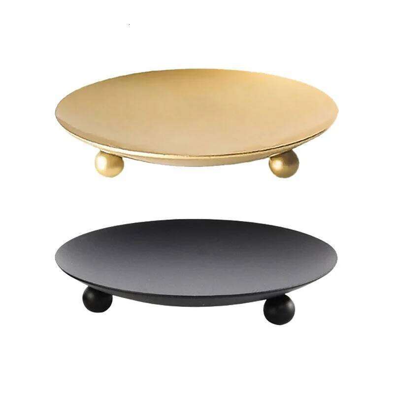 1PC Iron Holder Decorative Pillar Plate Pedestal Candle Stand for Wax Candles Spa Wedding Birthdays Party Y260131