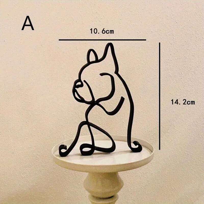 Creative Sculpture Metal Dog Abstract Minimalist Art Iron Figurines Office Desktop Accessories For Home Decoration Supplies Y260202