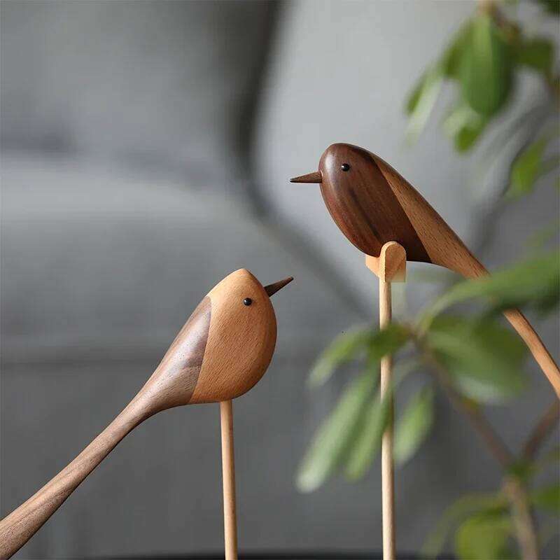 Danish ornaments jewelry carving wooden play Nordic style puppet Home Furnishing features wood bird Y260202