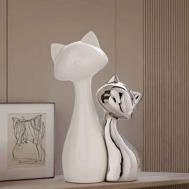 Artisan Cat Sculpture Minimalist CeramicDecor for Shelves & EntrywayWhimsicalFelineAccent with GoldLeafUniqueHomeOfficeGift Y260202