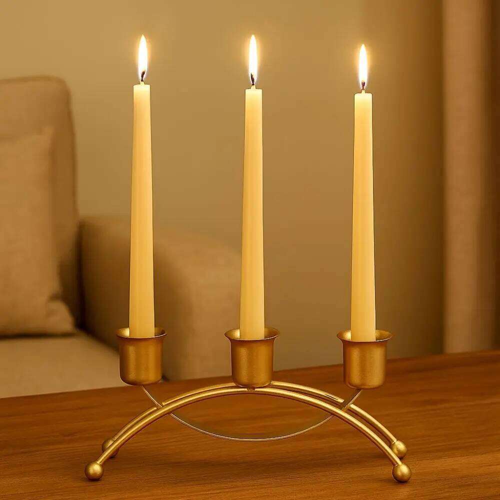 Minimalist European Style 3 Arms Holder Metal Three Head Iron Candleholder Decorative Candle Containers Christmas Decor Y260131