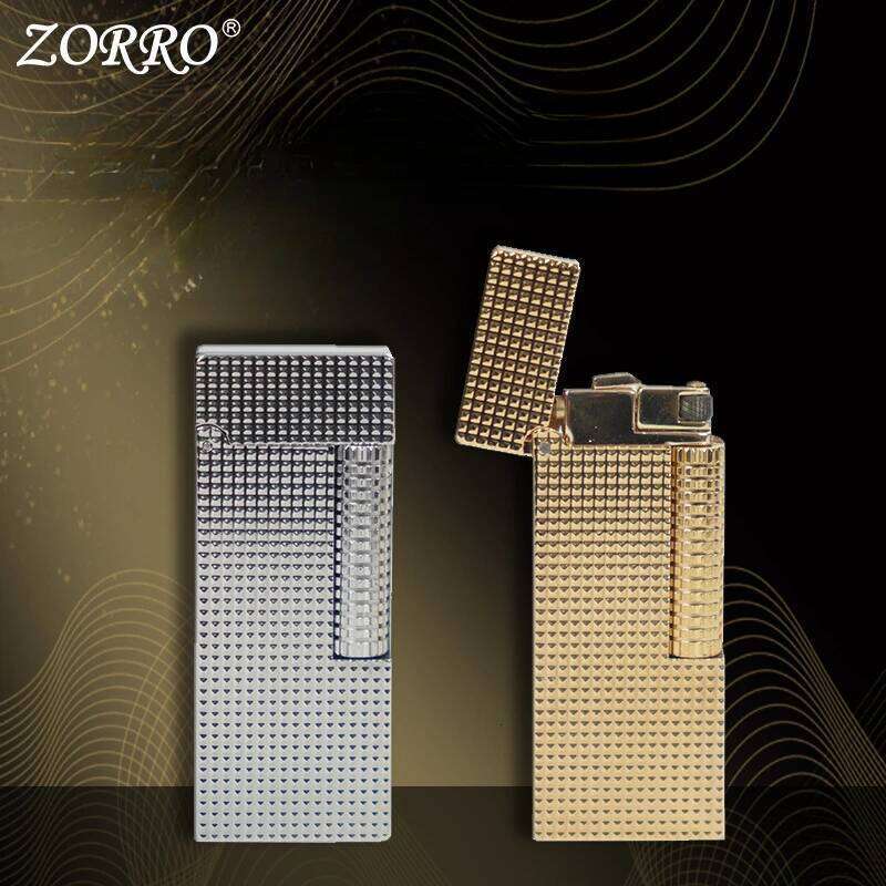 ZORRO Narrow Version Vintage Grinding Wheel Ignition Brass Paris Nail Kerosene Lighter Cigarette Accessories Men's Gift W260202